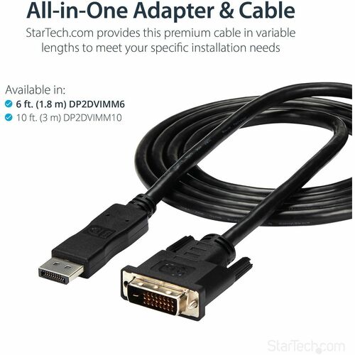 StarTech.com 3 m DisplayPort to DVI Video Adapter Converter Cable - M/M - Cable for Video Device, Monitor, HDTV, Workstati