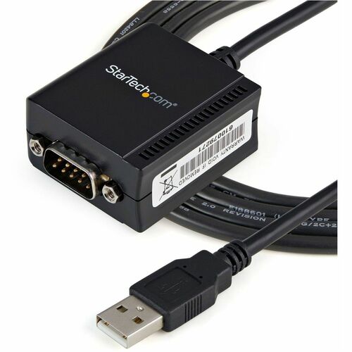 StarTech.com 6ft (1.8m) 1-Port FTDI USB to Serial RS232 Adapter Cable with COM Retention, USB to RS232 Adapter - TAA - USB