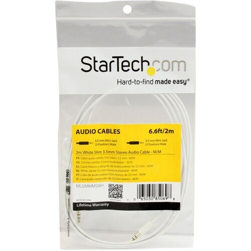 StarTech.com 2m Stereo Audiokabel 3,5mm Klinke - Stecker/Stecker - Weiß - Cable for Audiogerät, iPod, iPad, iPhone - Weiß