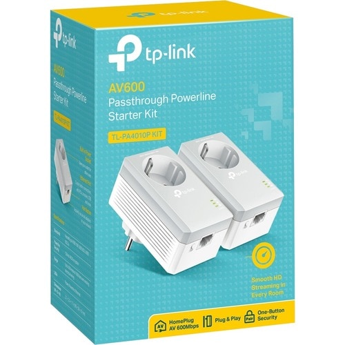 TP-Link TL-PA4010PKIT Powerline Network Adapter - 2 - 1 x Network (RJ-45) - 500 Mbit/s Powerline - 300 m Distance Supporte