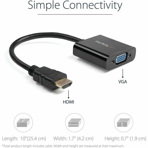 StarTech.com 1080p 60Hz HDMI to VGA High Speed Display Adapter - Active HDMI to VGA (Male to Female) Video Converter for L