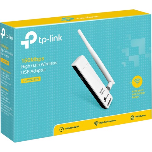 TP-Link TL-WN722N IEEE 802.11n Adaptador Wi-Fi - USB - 150Mbit/s - 2.48GHz ISM - Externo