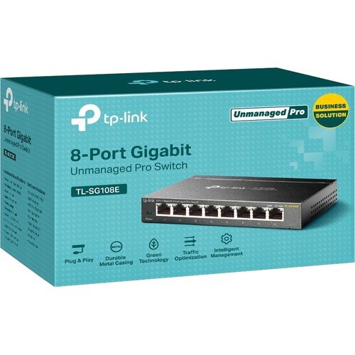TP-Link EasySmart TL-SG108E 8 Ports Ethernet Switch - 10/100/1000Base-T - 2 Layer Supported - Desktop, Rack-mountable