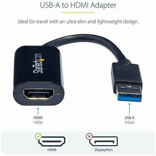StarTech.com Adaptador de Video USB 3.0 a HDMI - Cable Convertidor Compacto - 1920 x 1200 Supported - Negro