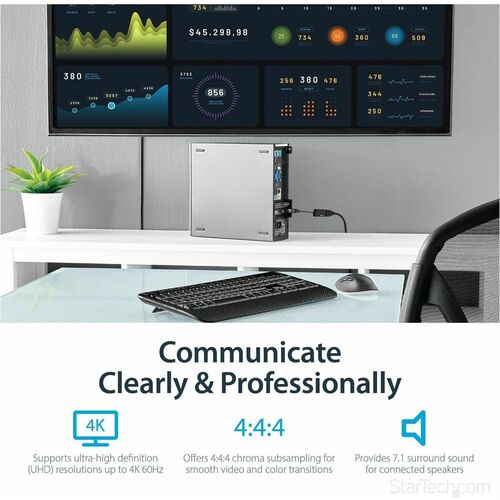 StarTech.com DisplayPort to HDMI Adapter - 4K DP to HDMI Converter - UHD 4K 60Hz - 1 x 20-pin DisplayPort 1.4 Digital Audi