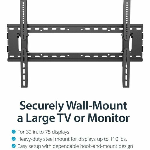StarTech.com Flat Screen TV Wall Mount - Tilting - For 32" to 75" TVs - Steel - VESA TV Mount - Monitor Wall Mount - 1 Dis