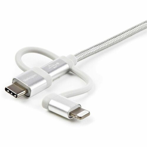 StarTech.com Cable Trenzado de 1m USB a Lightning USB-C y Micro USB - Cable Cargador para Teléfono Celular iPhone iPad Tab