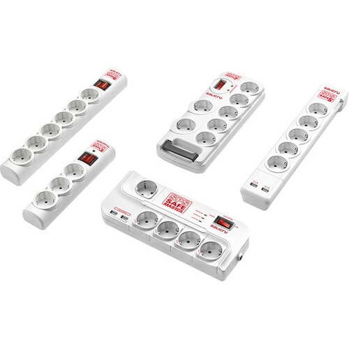 Salicru SPS SAFE 3 Power Strip - 3 x Schuko - 1.50 m Cord - 238 J Surge Energy - 10 A Current - 230 V AC Voltage - Wall Mo