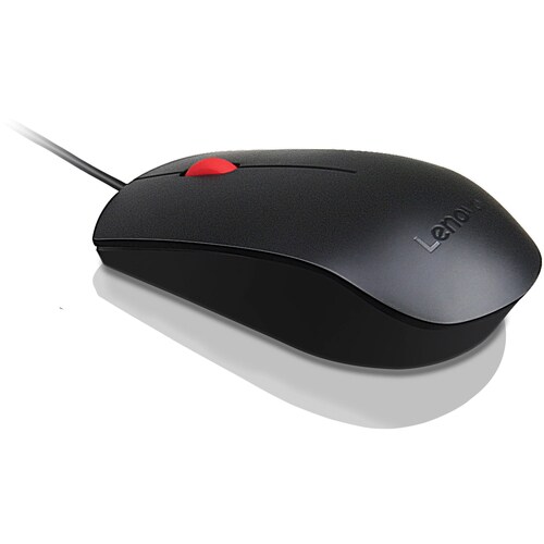 Lenovo Essential Maus - USB - Optisch - 3 Taste(n) - Schwarz - 1 Stück - Kabel - 1600 dpi Auflösung - Scroll-Rad - Symmetr