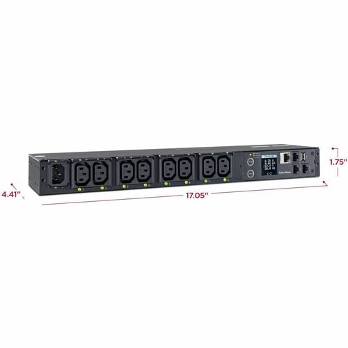 CyberPower PDU41004 PDU - Switched - IEC 60320 C14 - 8 x IEC 60320 C13 - 15 A - 120 V AC, 230 V AC Input - 1U Network (RJ-
