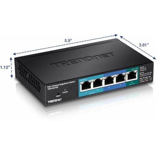 TRENDnet EdgeSmart TPE-P521ES 5 Ports Ethernet Switch - Gigabit Ethernet - 1000Base-T - New - TAA Compliant - 2 Layer Supp