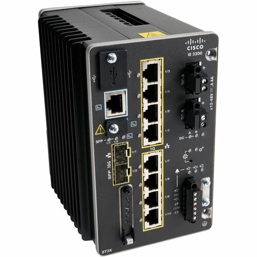 Switch Ethernet Cisco Catalyst IE3300 IE-3300-8T2S 8 Porte Gestibile - 3 Layer supportato - Modular - 2 Slot SFP - Coppia 