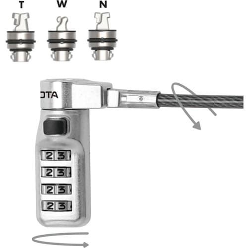 Câble de verrouillage Dicota Universal Pour Ordinateur Portable, Projecteur, Moniteur, Imprimante - 2 m Câble - 4-chiffres