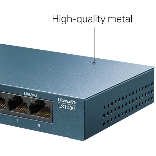 TP-Link LiteWave LS108G 8 Ports Ethernet Switch - Gigabit Ethernet - 10/100/1000Base-T - 2 Layer Supported - Twisted Pair 