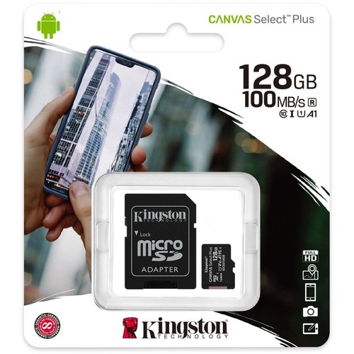 microSDXC Kingston Canvas Select Plus SDCS2 - 128 GB - Class 10/UHS-I (U1) - 1 - 100 MB/s Lettura