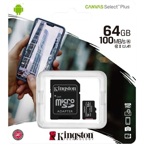 microSDXC Kingston Canvas Select Plus SDCS2 - 64 GB - Class 10/UHS-I (U1) - 1 - 100 MB/s Lettura