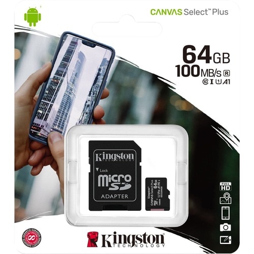 Kingston Canvas Select Plus 64 GB Class 10/UHS-I (U1) microSDXC - 1 - 100 MB/s Lesegeschwindigkeit