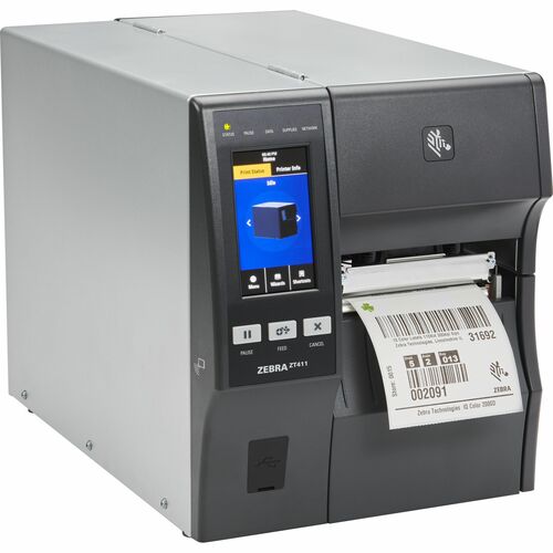 Zebra ZT411 Industrial Direct Thermal/Thermal Transfer Printer - Label Print - USB - Serial - Bluetooth - 203 dpi
