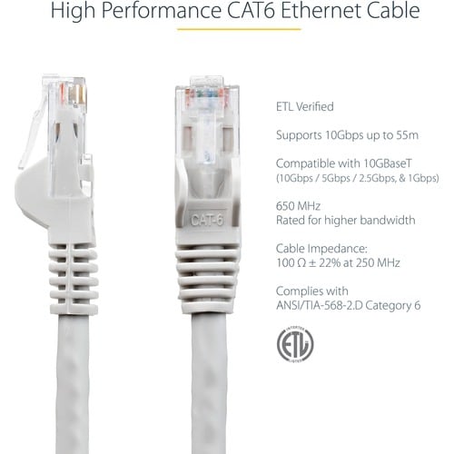 StarTech.com 1.5m CAT6 Ethernet Cable - Grey Snagless Gigabit - 100W PoE UTP 650MHz Category 6 Patch Cord UL Certified Wir