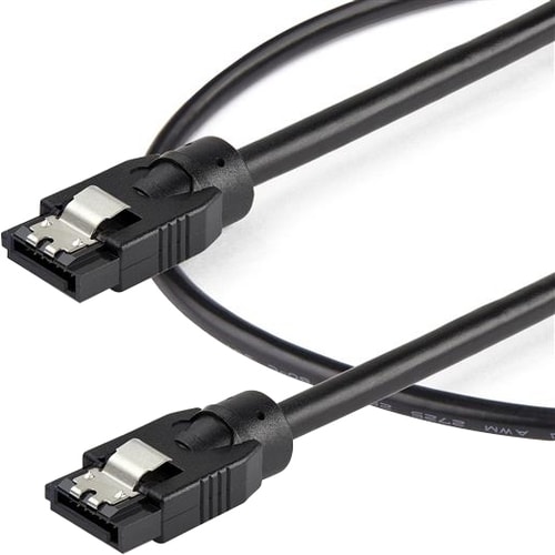 StarTech.com SATRD30CM Cable SATA Redondo 0.3m - Conectores de Cierre - 6Gbs - Alimentación DD SATA - Cable for Servidor, 