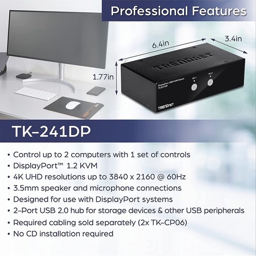 2PORT DISPLAYPORT KVM SWITCH