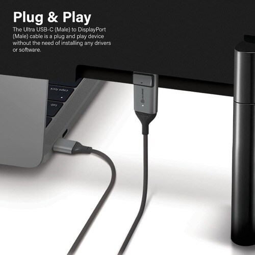 2M ULTRA USB-C  MALE  TO DP MALE CABLE 4K 60HZ WITH LED WHITE