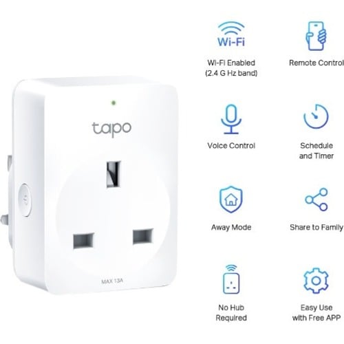 TP-Link Tapo P100 Smart Plug - 10 A - Alexa Supported