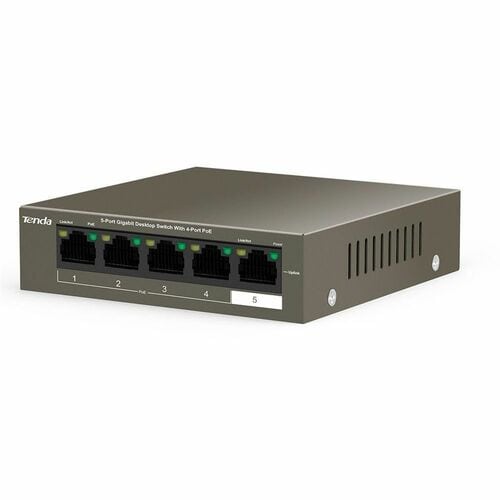Tenda G1105P-4-63W 5 Ports Ethernet Switch - Gigabit Ethernet - 10/100/1000Base-T - 2 Layer Supported - 58 W Power Consump