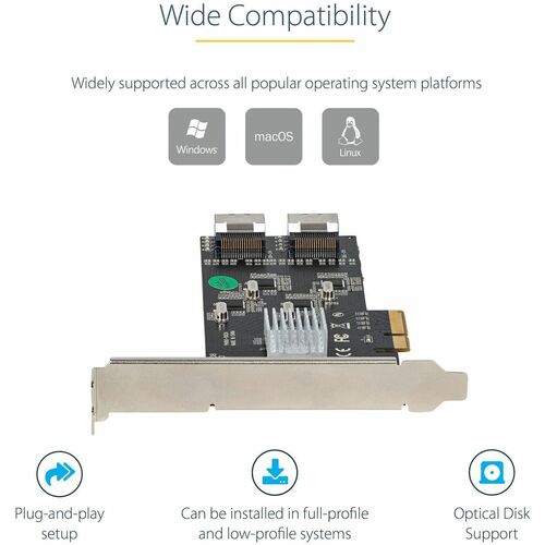 StarTech.com SATA Controller - Serial ATA/600 - PCI Express 2.0 x4 - Plug-in Card - 2 SFF-8087 (36 Pin, Internal Mini-SAS)