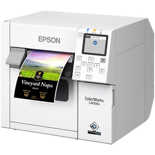 Epson CW-C4000E (BK) Desktop Inkjet Printer - Colour - Label Print - Gigabit Ethernet - USB - USB Host - With Cutter - 6.9