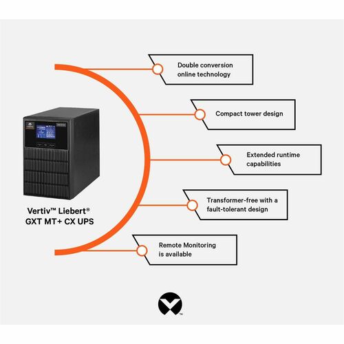 Vertiv Liebert GXT MT+ UPS | 6kVA | Long-Run | Transformer-free | True Online - Compact Efficient Reliable UPS | LCD Scree