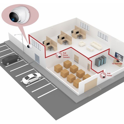 Caméra réseau TRENDnet TV-IP1515PI 5 Mégapixels Intérieur/extérieur - Couleur - Dome - Blanc - 30 m Infrarouge vision noct