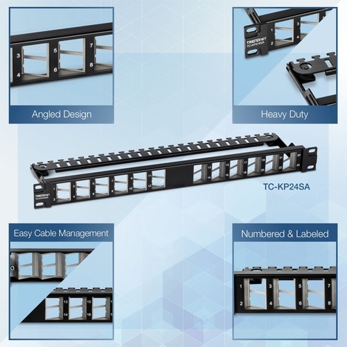 24PORT BLANK ANGLED KEYSTONESHIELDED 1U PATCH PANEL