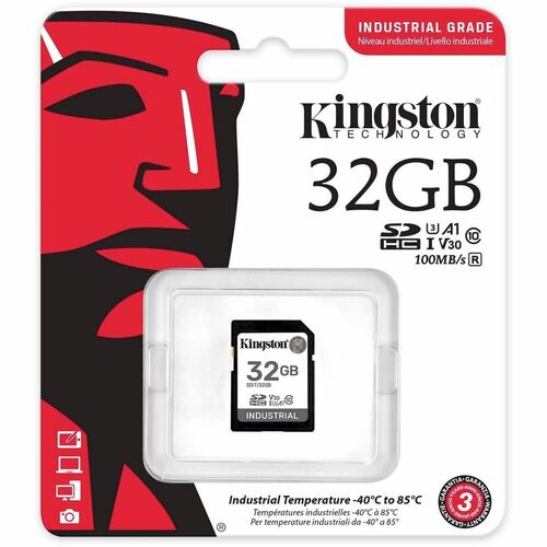 Carte SDHC Kingston Industrial - 32 Go - Classe 10/UHS-I (U3) - V30 - 100 Mo/s en Lecture