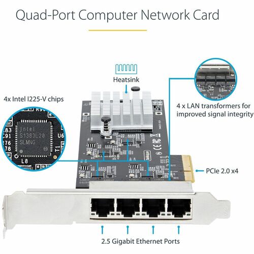 StarTech.com 2.5Gigabit Ethernet Adapter for Server - 2.5GBase-T - Plug-in Card - PCI Express 2.0 x4 - Low Profile Bracket
