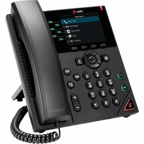 Poly VVX 350 IP Phone - Corded - Corded - 3 Multiple Conferencing - Desktop, Wall Mountable - Black - TAA Compliant - VoIP