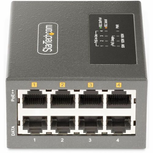 StarTech.com 4-Port Multi-Gigabit PoE++ Injector, 5/2.5/1G Ethernet (NBASE-T), PoE/PoE+/PoE++ (802.3af/802.3at/802.3bt), 1