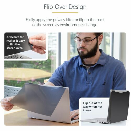 StarTech.com 14-inch 16:10 Flip-Over Privacy Screen w/Touch, Anti-Glare Privacy Filter, Laptop Monitor Screen Protector, B