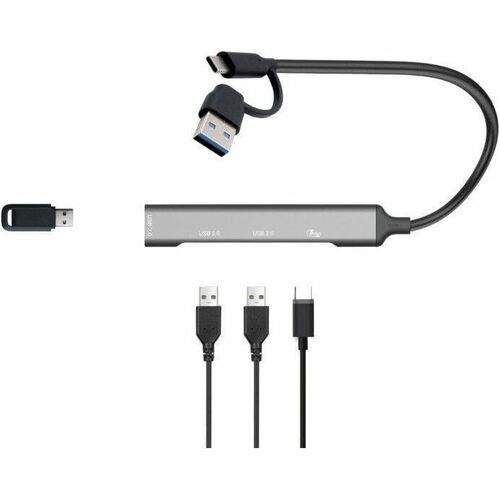 i-tec USB Hub - USB Type C, USB Type A - 640 MB/s - Notebook, Tablet, Smartphone, Keyboard, Mouse, Flash Drive - Grey - 4 