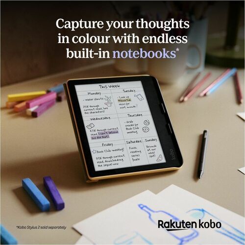 Kobo Libra Colour Digital Text Reader - Black - 24000 Book(s) - 32 GB Flash - 17.8 cm (7"") Display - Touchscreen - 1264 x