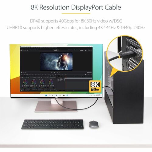 StarTech.com 2 m DisplayPort A/V Cable - 1 - Cable for Monitor, Computer, Workstation - First End: 1 x Displayport 2.1 Dig