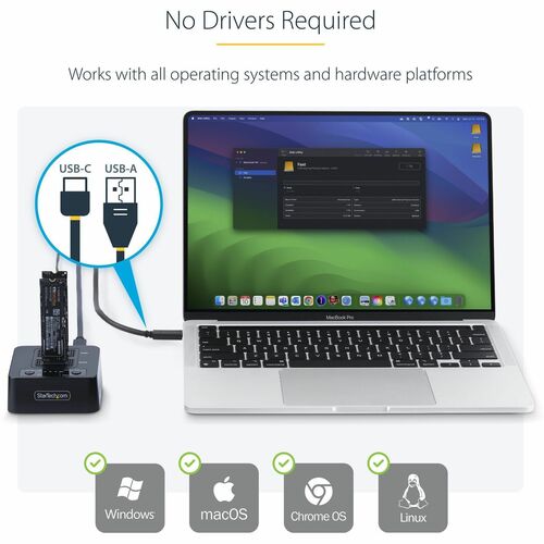 StarTech.com Duplicateur de Disque M.2 NVMe 1:1, Copie Autonome de SSD M.2 Jusqu'à 90Go/min, Dock de Disque M.2 USB 3.2 20