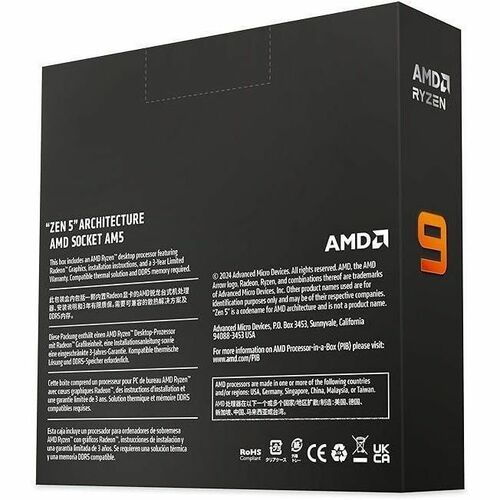 AMD Ryzen 9 9000 9900X Dodeca-core (12 Core) 4.40 GHz Processor - Box - 64 MB L3 Cache - 12 MB L2 Cache - 960 KB L1 Cache 