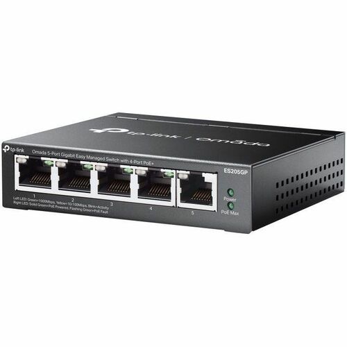 Omada ES205GP 5 Ports Manageable Ethernet Switch - Gigabit Ethernet - 10/100/1000Base-T - 2 Layer Supported - 65 W PoE Bud