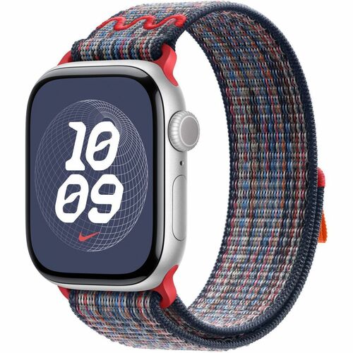 Apple Adjustable Smartwatch Band - 1 - One Size - Hook & Loop Attachment - Blue, Red - Woven Nylon, Nylon Weave