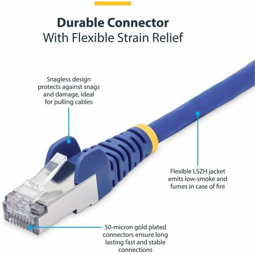 StarTech 1m Blue CAT8 Ethernet Cable, Snagless RJ45, 25G/40G 2000MHz, 100W PoE, S/FTP, 26AWG Pure Bare Copper, LSZH Networ