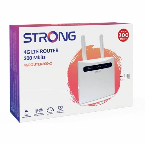 Router wireless Strong 4GROUTER300V2 - Wi-Fi 4 - IEEE 802.11a/b/g/n - 2 SIM - Ethernet, Cellulare - 4G - LTE - 2,40 GHz IS
