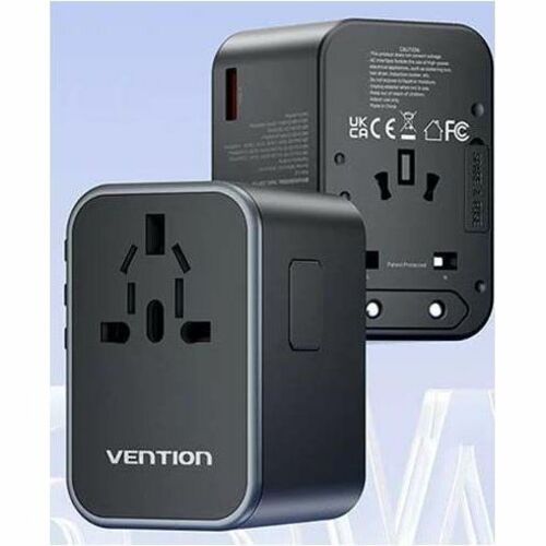 Vention FJD 65 W AC Adapter - Box - Universal Adapter - 1 USB - 2 USB Type-C - For Notebook, MacBook Pro - 5 V DC, 9 V DC,