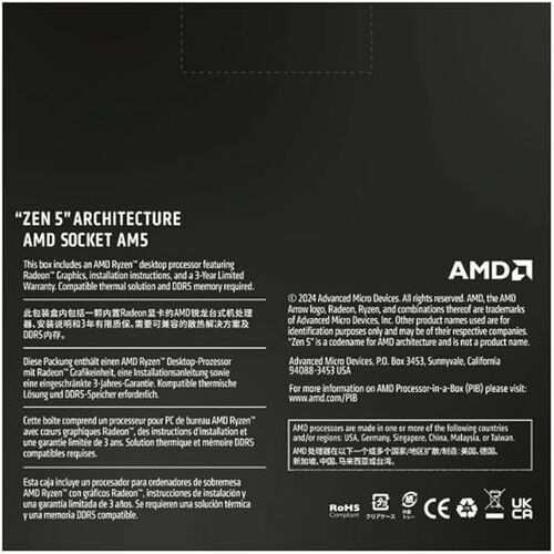 AMD Ryzen 5 9000 9600 Hexa-core (6 Core) 3.80 GHz Processor - Box - 32 MB L3 Cache - 6 MB L2 Cache - 480 KB L1 Cache - 64-