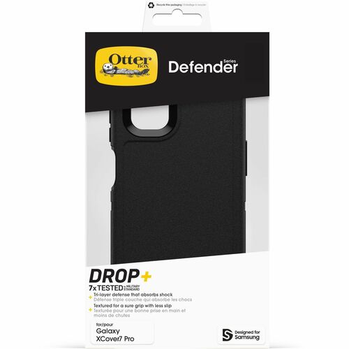 OtterBox Defender Rugged Case for Samsung Galaxy XCover7 Pro Smartphone - Black - Retail - 1 - Wear Resistant, Tear Resist